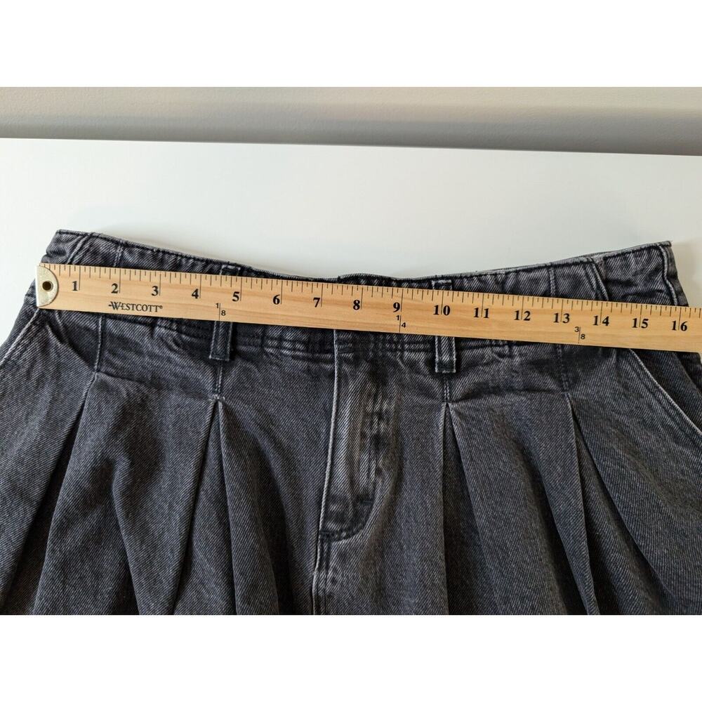 Abrand Jeans Revolve Cotton Denim Pleated Pocket Micro Mini Skirt Black 30 - Picture 10 of 13